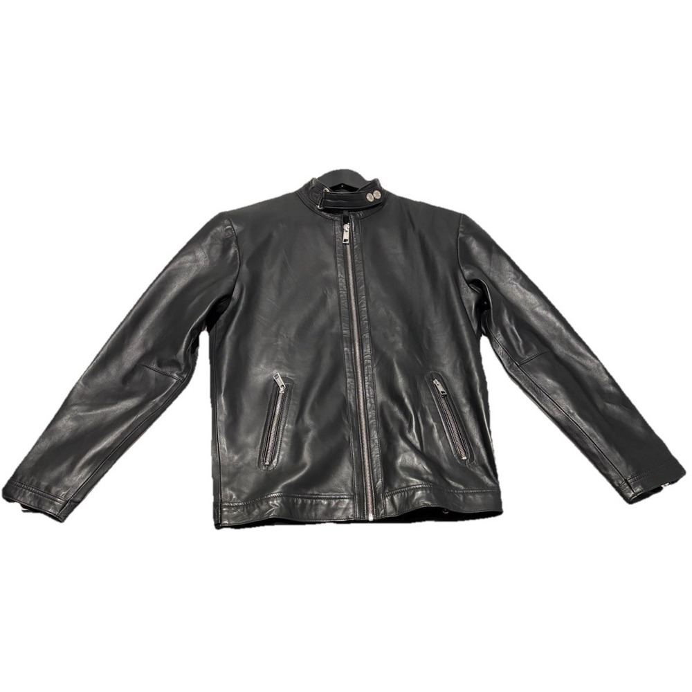 Leather Cult Handcrafted SOFT Black Genuine Leather Jacket Zippered Pockets Mint - Picture 2 of 16